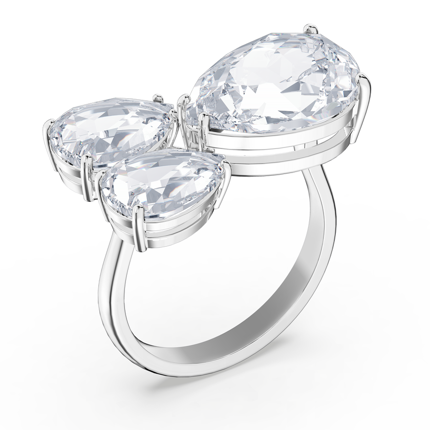 swarovski millenia cocktail ring  pear cut crystals  white  rhodium plated